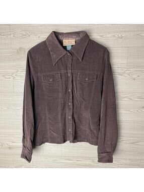 Vintage Express Brown Corduroy Western Snap Shirt Jacket USA M Suede